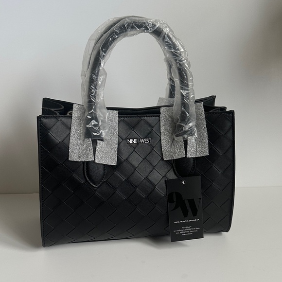 Nine West Black Woven Satchel - Picture 1 of 2